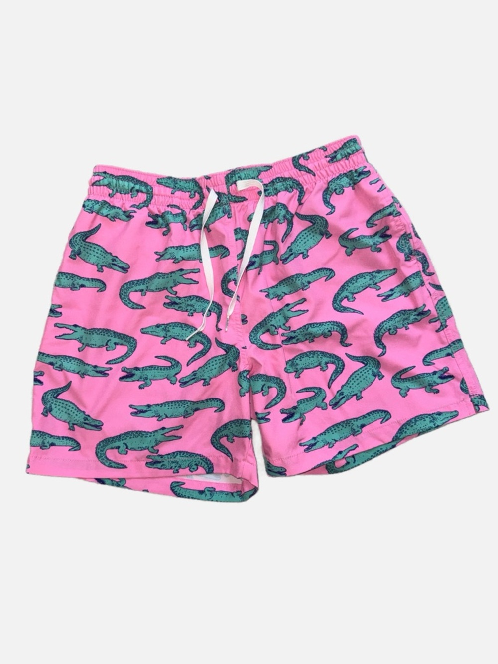 Chubbies The Glades Swim Trunks Men Large Pink Green Alligator Print Stretch